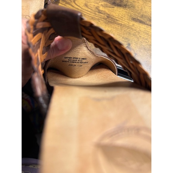 Nurture Wedge Joplin Sandals T-Strap Braided Leather Brown ‎ Comfortable Shoes - Picture 6 of 6